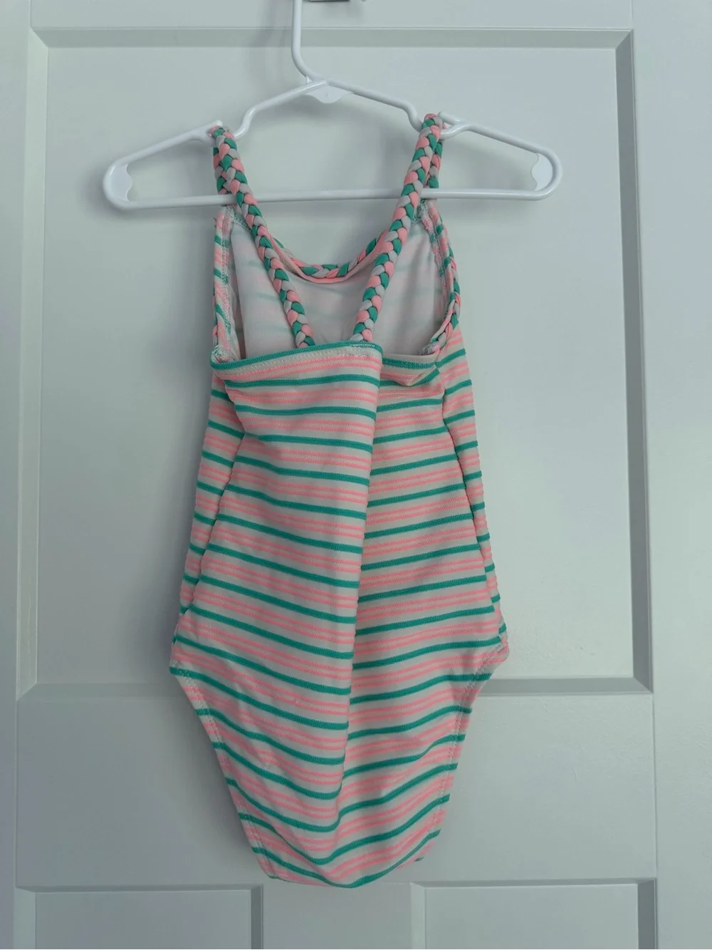 Cat & Jack Kids Striped One-Piece Swimsuit in Pink and Teal